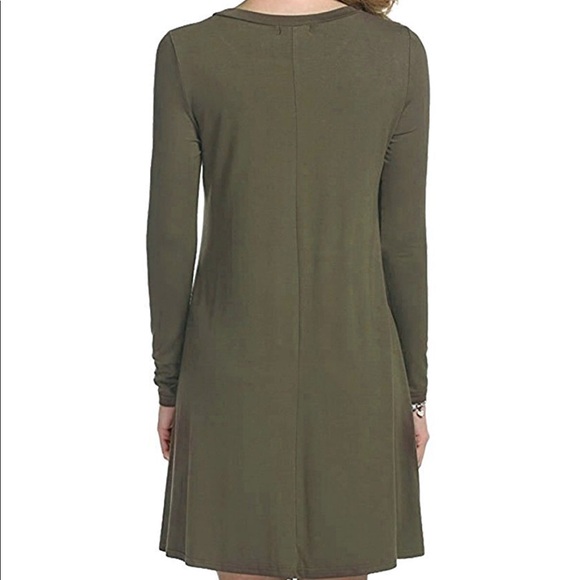 Army green long sleeve dress - Picture 2 of 3